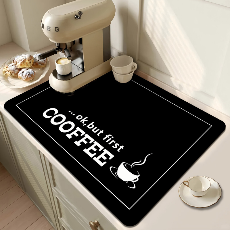 Ok, aber zuerst Kaffee Text Kü – Bar Mat Rubber Bewertung und Preis