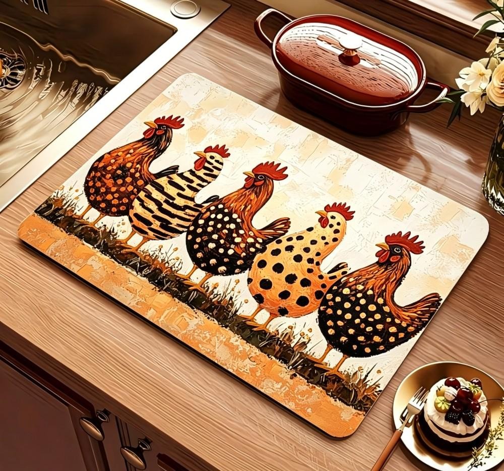 Farmhaus-Hühner-Geschirrabtrop – Bar Mat Rubber Bewertung und Preis